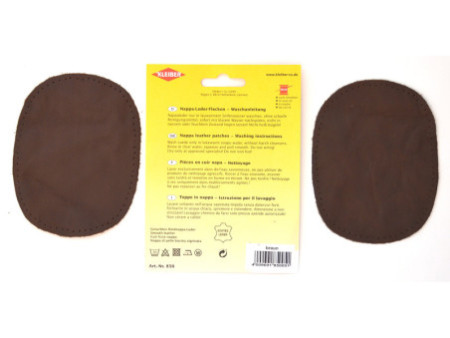KLEIBER Patch en cuir nappa, 125 x 100 mm, brun foncé