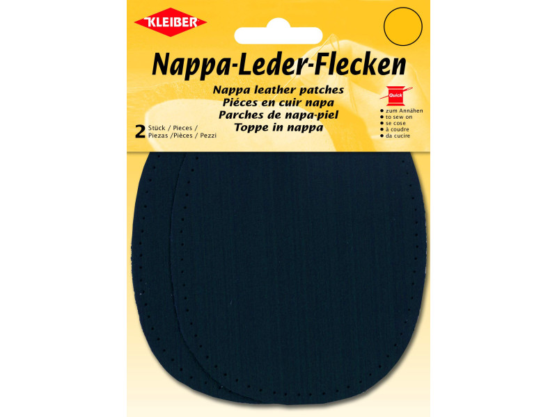 KLEIBER Patch en cuir nappa, 125 x 100 mm, bleu foncé