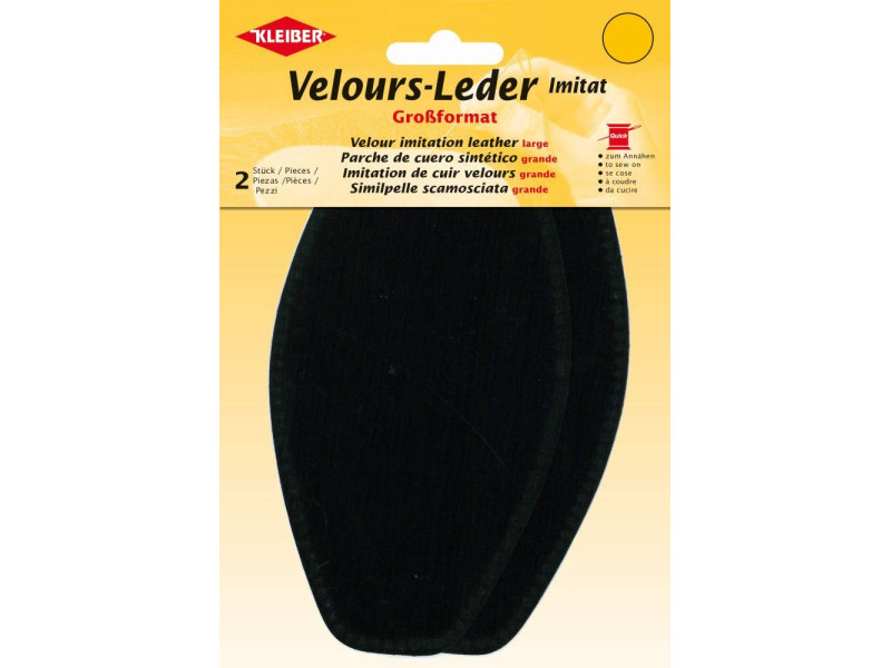 KLEIBER Patch imitation cuir velours, 185x95 mm, noir