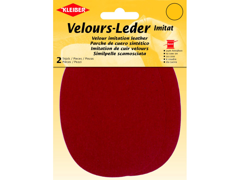KLEIBER Patch imitation cuir velours, 130x100 mm, rouge