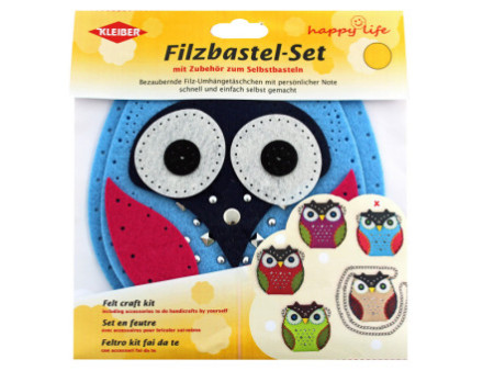 KLEIBER Kit en feutrine Sac avec rivets Chouette, bleu clair
