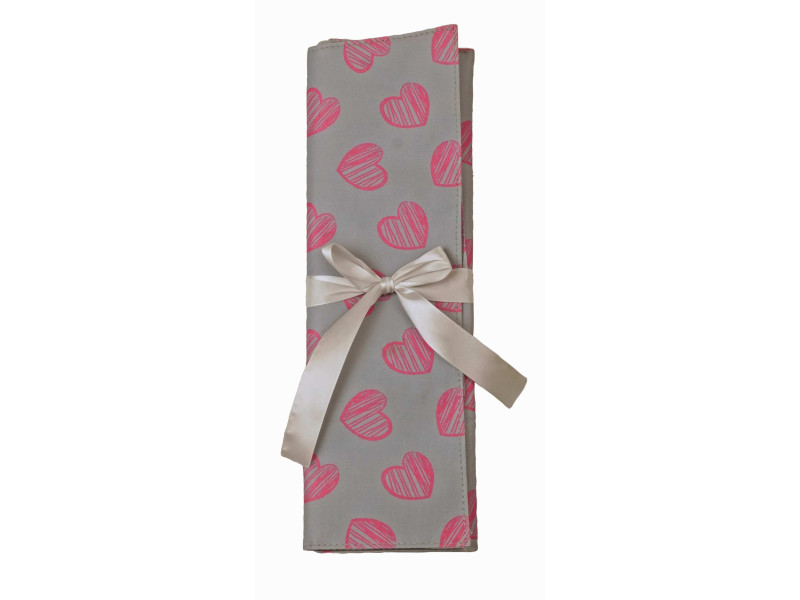 KLEIBER Pochette pour aiguilles à tricoter COEURS, gris/rose