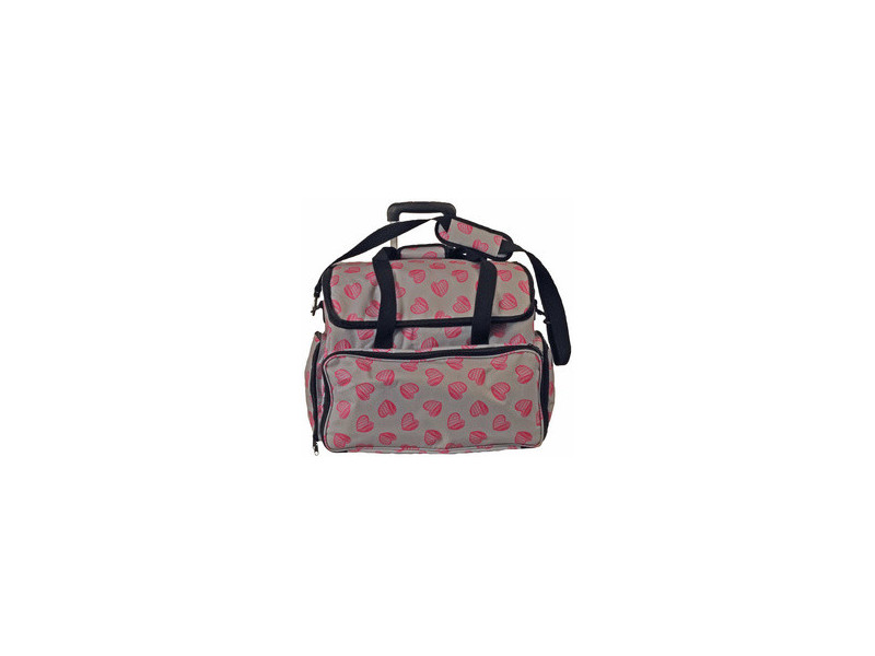 KLEIBER Valise pour machine à coudre 'COEURS', gris/rose
