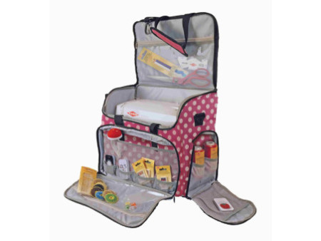 KLEIBER Valise pour machine à coudre 'POIS', rose/gris
