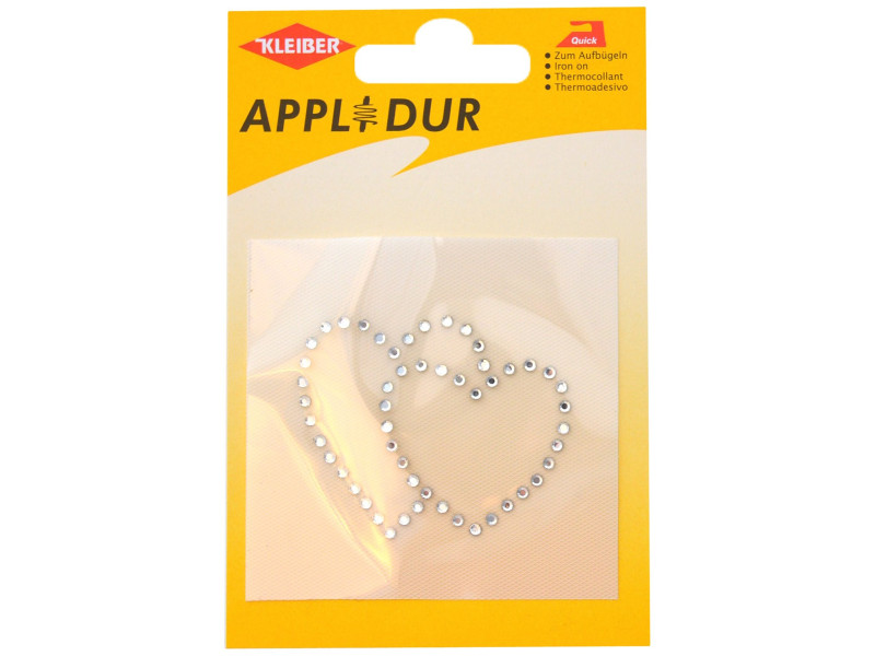 KLEIBER Application strass 'Double coeur', 60 x 50 mm