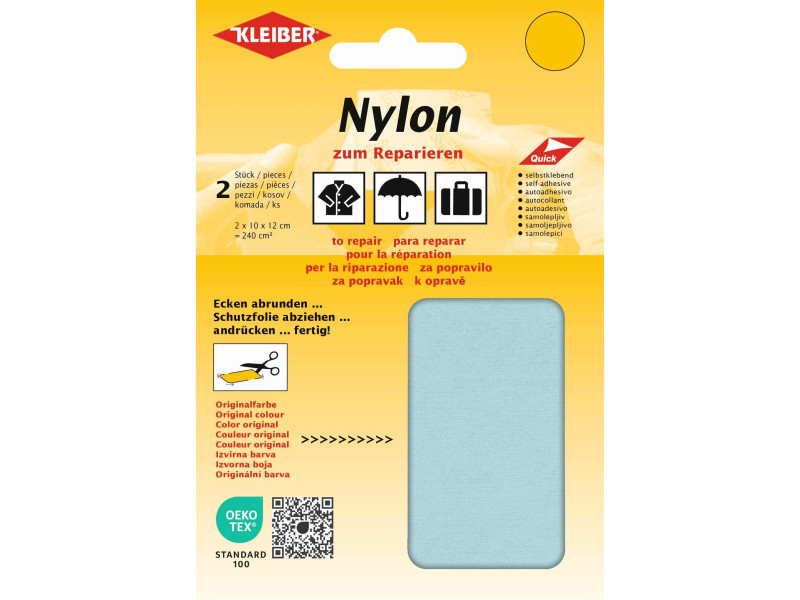 KLEIBER Pièce de réparation nylon, autocollant, bleu glace