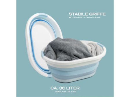 Linden Berg Corbeille à linge, pliable, pétrole/blanc