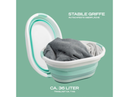 Linden Berg Corbeille à linge, pliable, turquoise/blanc
