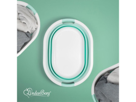 Linden Berg Corbeille à linge, pliable, turquoise/blanc