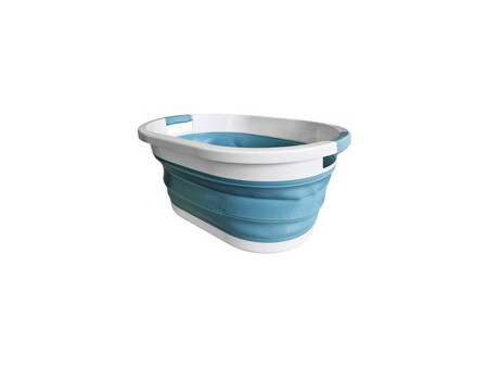 Linden Berg Corbeille à linge, pliable, bleu/blanc