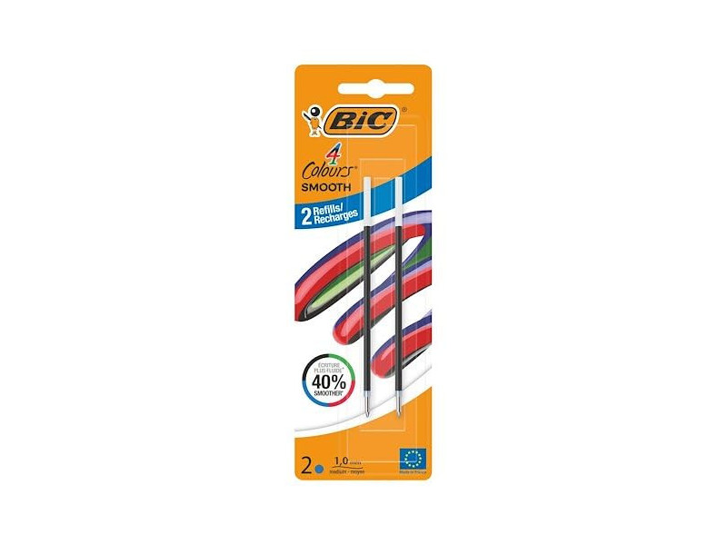 BIC Recharge pour stylo à bille 4 Colours Smooth, S, bleu