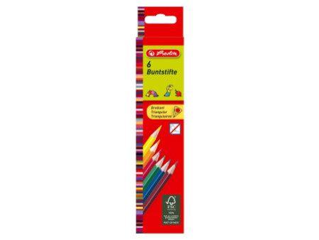 herlitz Crayons de couleur triangulaires, étui carton de 6