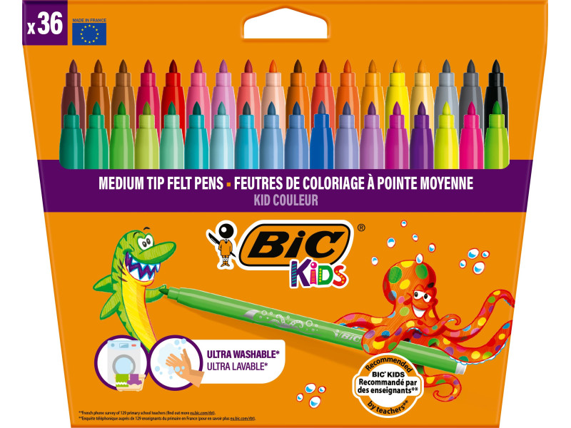 BIC KIDS Feutre Kid Couleur medium, étui en carton de 36