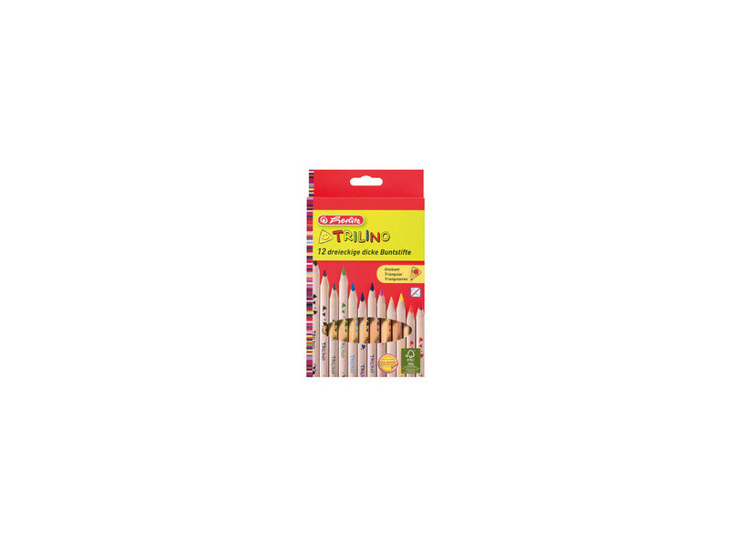 herlitz Crayon de couleur triangulaire Trilino, étui de 12