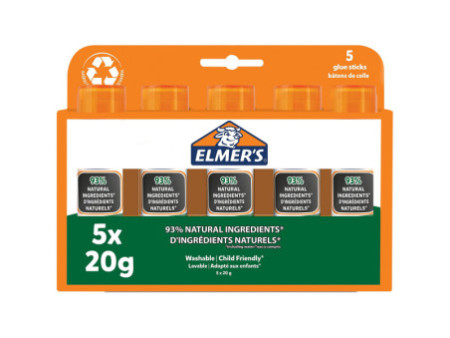 ELMER'S Bâton de colle Pure Glue, 20 g, blister de 5