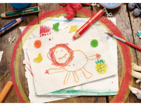 STABILO Crayon multi-talents woody 3 en 1, présentoir de 48