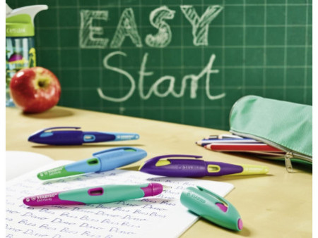 STABILO Stylo plume EASYbirdy R, droitiers, bleu/azur