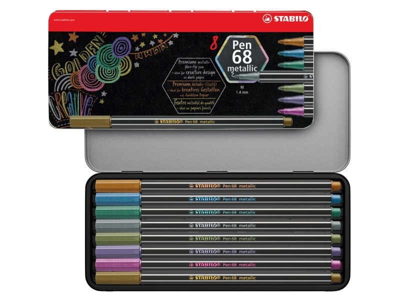 STABILO Feutre Pen 68 metallic, étui en métal de 8