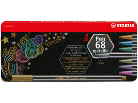 STABILO Feutre Pen 68 metallic, étui en métal de 8