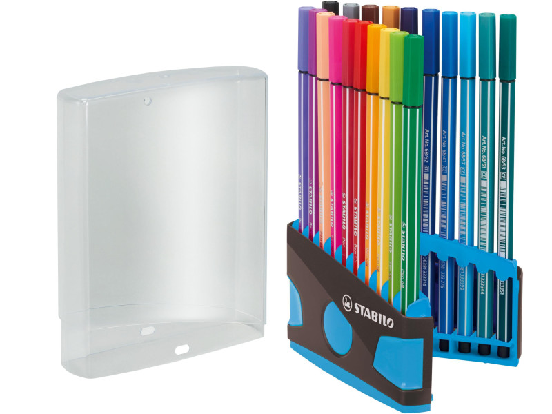 STABILO Stylo feutre Pen 68, ColorParade de 20, gris/bleu
