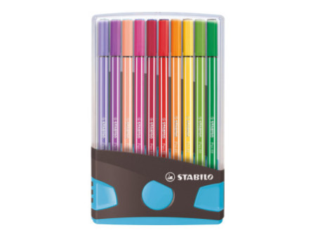 STABILO Stylo feutre Pen 68, ColorParade de 20, gris/bleu