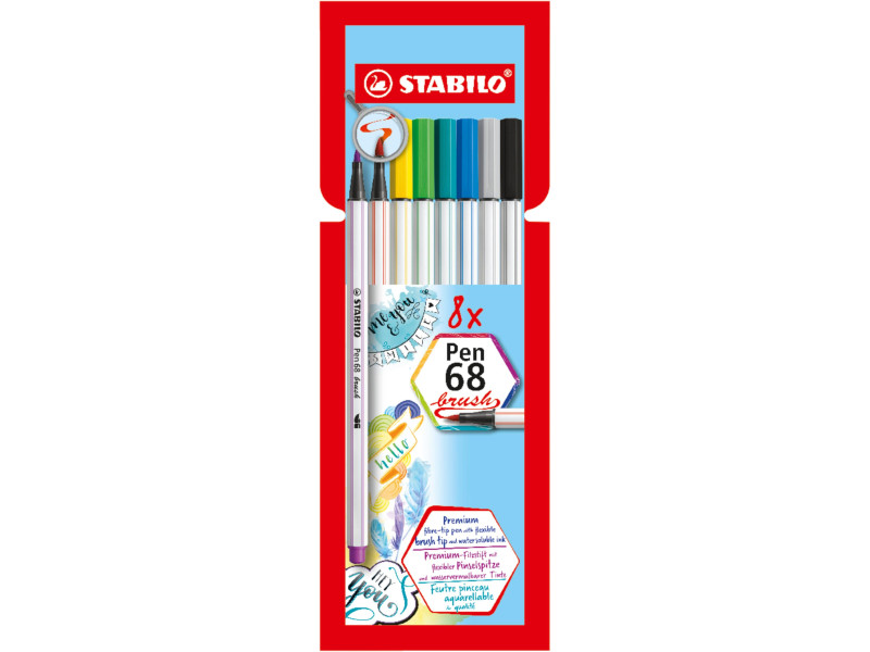 STABILO Feutre pinceau Pen 68 brush, étui en carton de 8