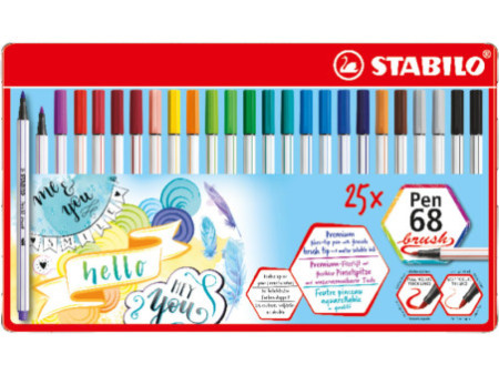 STABILO Feutre pinceau Pen 68 brush, étui en métal de 25