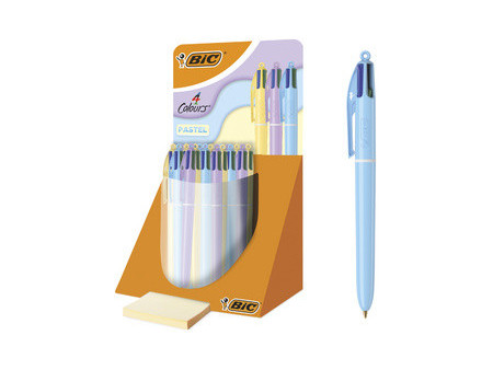 BIC Stylo à bille 4 Colours Pastel, présentoir de 30