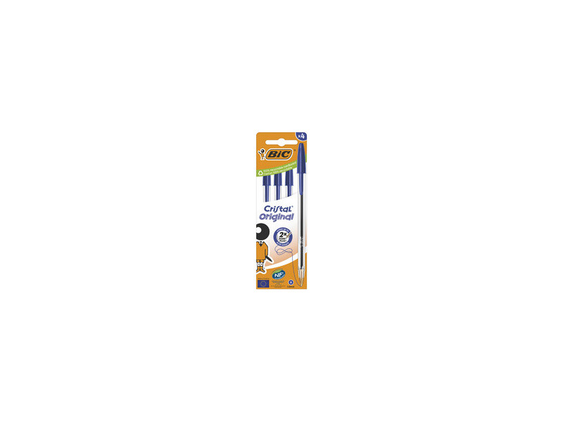 BIC Stylo à bille Cristal Original, boîte carton de 4, noir