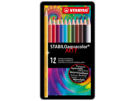 STABILO Crayon de couleur aquacolor 'ARTY', étui métallique