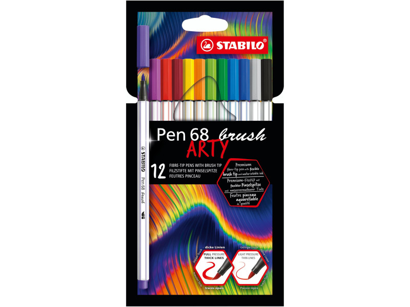 STABILO Feutre pinceau Pen 68 brush ARTY Edition, étui de 12