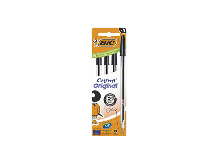 BIC Stylo à bille Cristal Original, boîte carton de 4