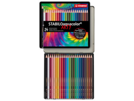 STABILO Crayon de couleur aquacolor 'ARTY', étui métallique