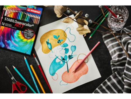 STABILO Crayon de couleur aquacolor 'ARTY', étui métallique