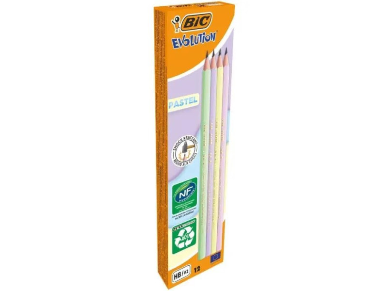 BIC Crayon de papier Evolution PASTEL, HB, assorti