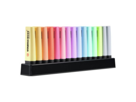 STABILO Surligneur BOSS ORIGINAL PASTEL, set de table de 15