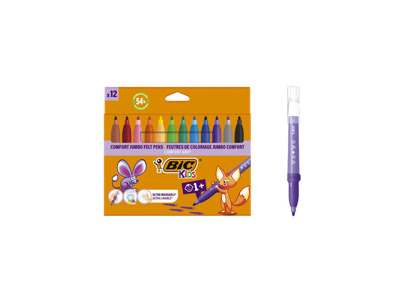 BIC KIDS Feutre Comfort Jumbo, étui en carton de 12