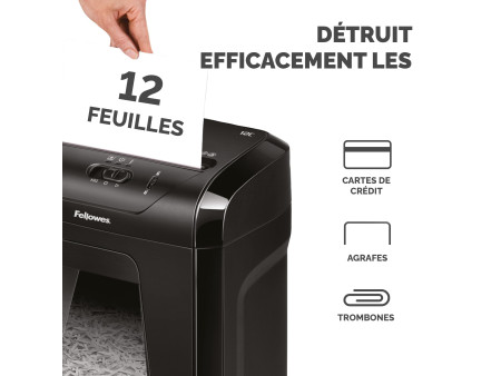 Fellowes Destructeur de documents Powershred 12C, noir