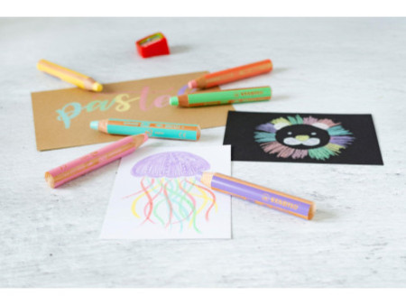 STABILO Crayon multi-talents woody 3 en 1, étui de 18 Pastel