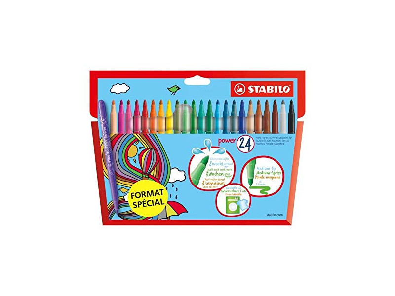 STABILO Feutre power, rond, étui en carton de 24