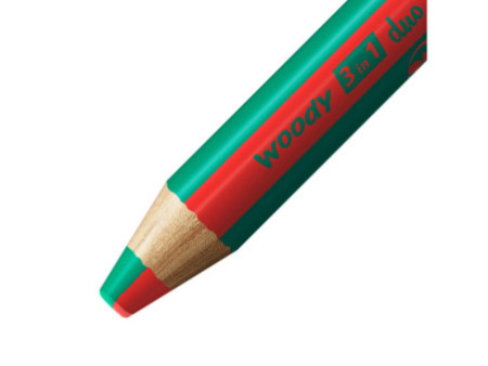 STABILO Crayon multi-talents woody 3en1 duo, rouge/vert