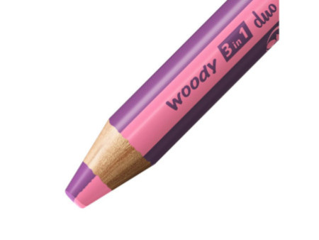 STABILO Crayon multi-talents woody 3en1 duo, rose/mauve lila