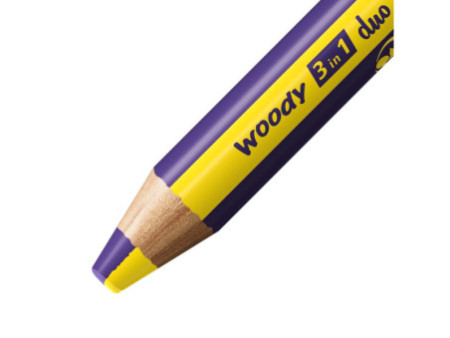 STABILO Crayon multi-talents woody 3en1 duo, jaune/violet