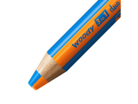 STABILO Crayon multi-talents woody 3en1 duo, orange/bleu
