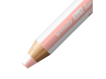 STABILO Crayon multi-talents woody 3en1 duo, blanc/abricot