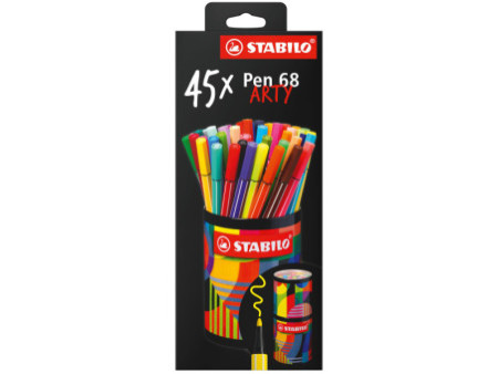 STABILO Feutre Pen 68, boîte métal de 45 ARTY