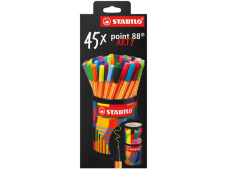 STABILO Feutre fin point 88, boîte métal ronde de 45 ARTY
