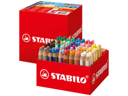 STABILO Crayon multitalent woody 3 en 1, pack écolier de 76