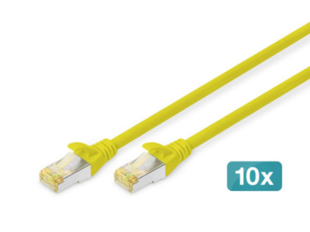 DIGITUS Câble de brassage Cat.6A, S/FTP, 1,0m, par 10, jaune