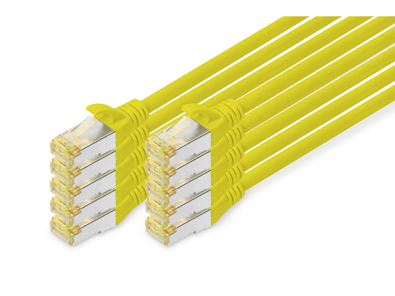 DIGITUS Câble de brassage Cat.6A, S/FTP, 3,0m, par 10, jaune